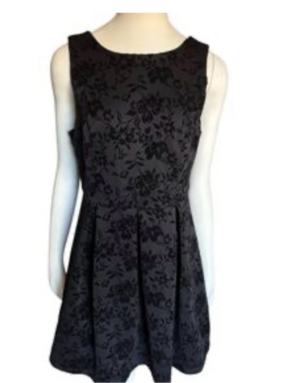Dex Black Floral Jacquard Midi Dress
